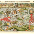  CHART OF TERRESTRIAL AND SEA MONSTERS SEBASTIAN MUNSTER C1570