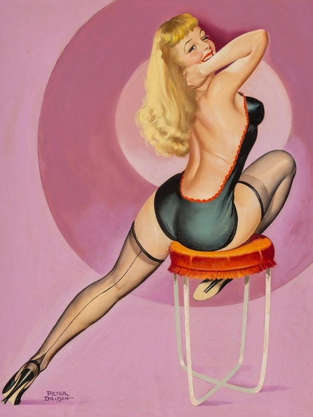  DRIBEN PETER BLONDE ON STOOL LOOKING BACK BEAUTY PARADE MAGAZINE COVER DECEMBER 1949