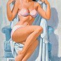  SARNOFF ARTHUR SARON PIN UP IN PINK AND BLUE GOUACHE ON BOARD