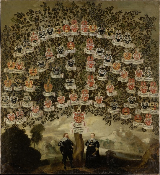  MIDDLE RHENISH MASTER OF 1634 GENEALOGICAL TREE OF MARIA JUSTINA AND JOHANN MAXIMILIAN ZUM JUNGEN 1634